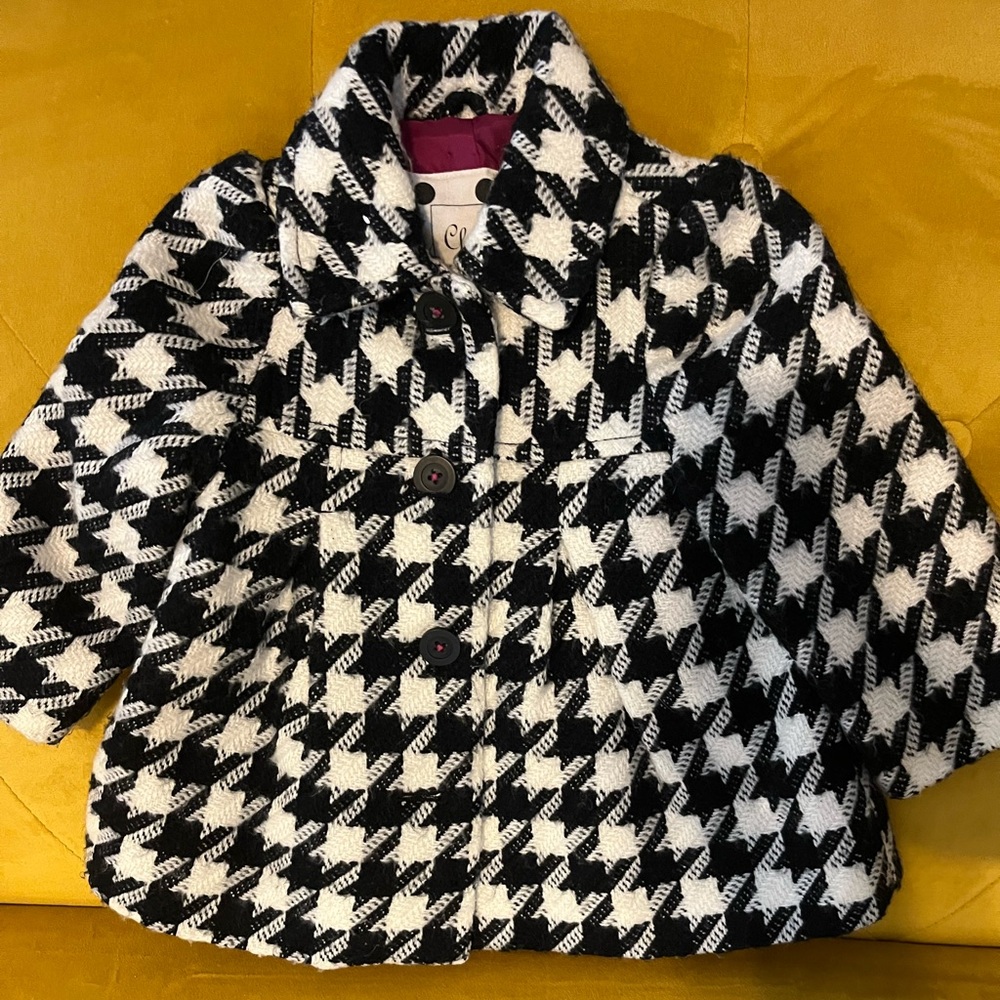 Baby girls houndstooth pea coat size 12 months